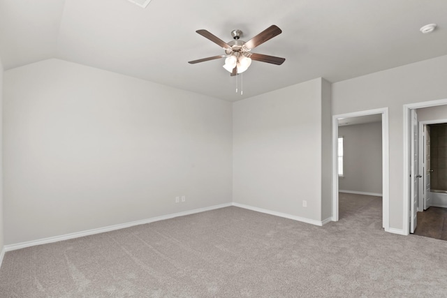 unfurnished bedroom featuring carpet flooring, baseboards, and ceiling fan