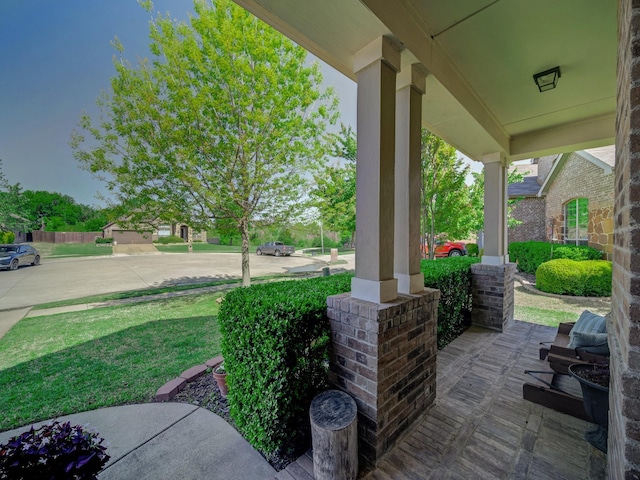 view of patio featuring covered porch