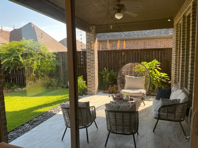 2018 Barley Place Dr, Allen, TX 75013 - view of patio featuring a ceiling fan