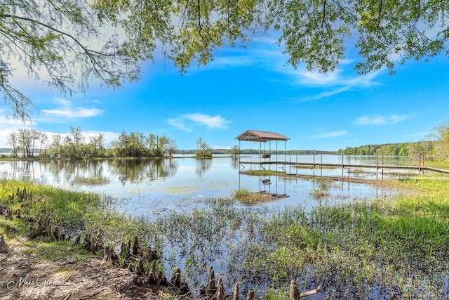 view of dock featuring a water view