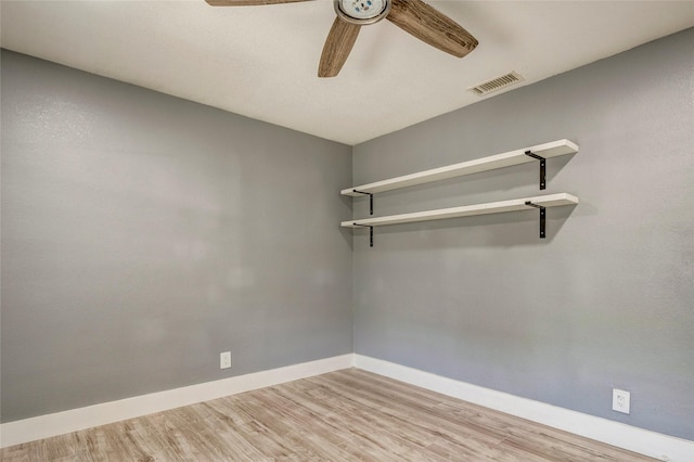 110 Pine St, Weatherford, TX 76086 - spare room featuring visible vents, ceiling fan, wood finished floors, and baseboards