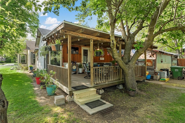 deck with a yard