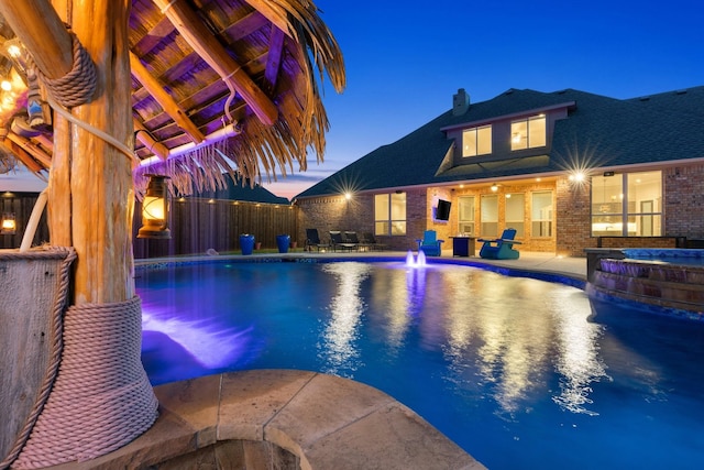 8370 Old Springtown Rd, Springtown, TX 76082 - view of swimming pool featuring fence, a patio, and a pool with connected hot tub