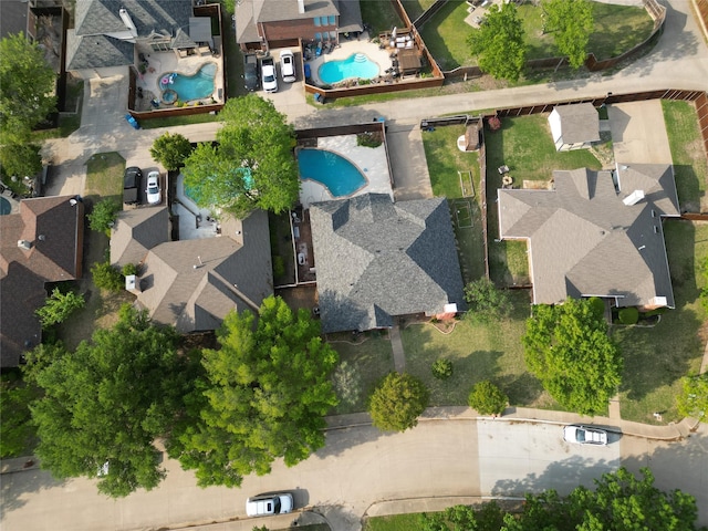 511 Windsor Way, Rockwall, TX 75087 - aerial overview of property's location with a pool area and nearby suburban area