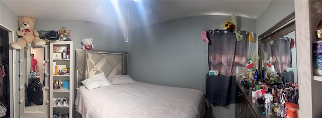 bedroom with vaulted ceiling