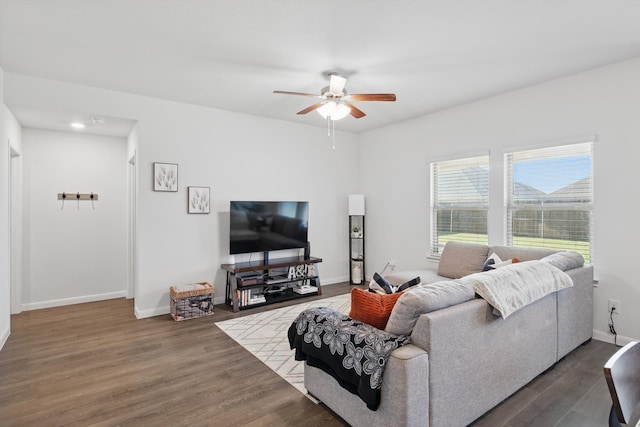 903 Saddle Club Way, Princeton, TX 75407 - living room featuring a ceiling fan and dark wood-style floors