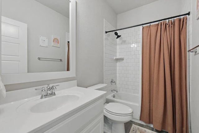 1304 S Pecan Pkwy, Northlake, TX 76247 - bathroom with vanity, shower / bath combo with shower curtain, and toilet