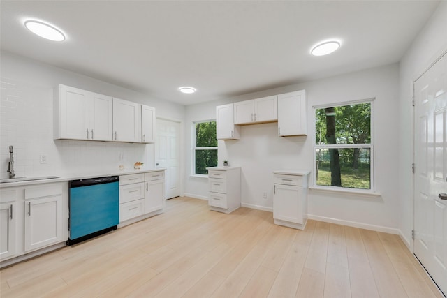 5816 Kilpatrick Ave, Fort Worth, TX 76107 - kitchen with dishwasher, a sink, tasteful backsplash, and white cabinetry