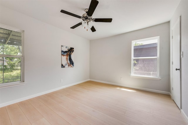 5816 Kilpatrick Ave, Fort Worth, TX 76107 - empty room with light wood finished floors, baseboards, and a ceiling fan