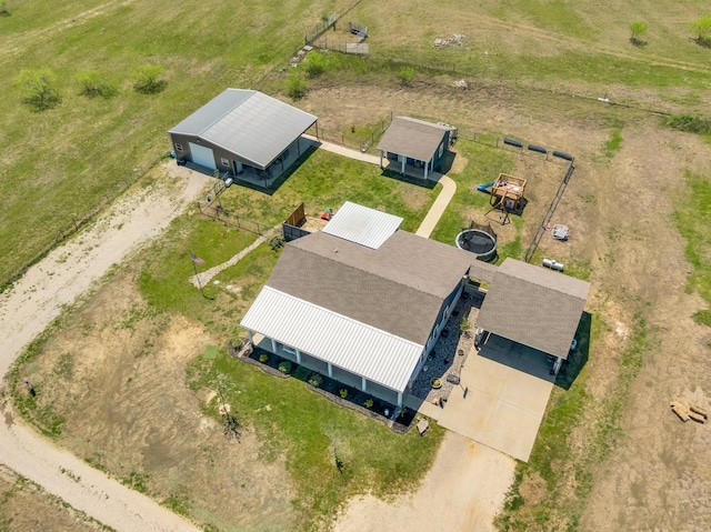 aerial view featuring a rural view