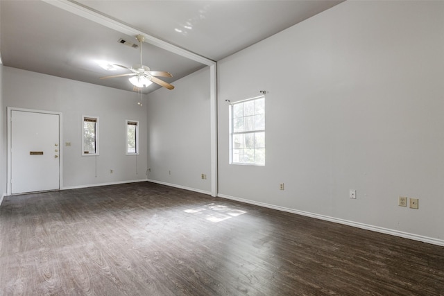 1303 N Church St, Mckinney, TX 75069 - unfurnished room with ceiling fan, baseboards, dark wood-style floors, and visible vents