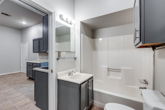 1303 N Church St, Mckinney, TX 75069 - full bath with bathing tub / shower combination, vanity, visible vents, and toilet