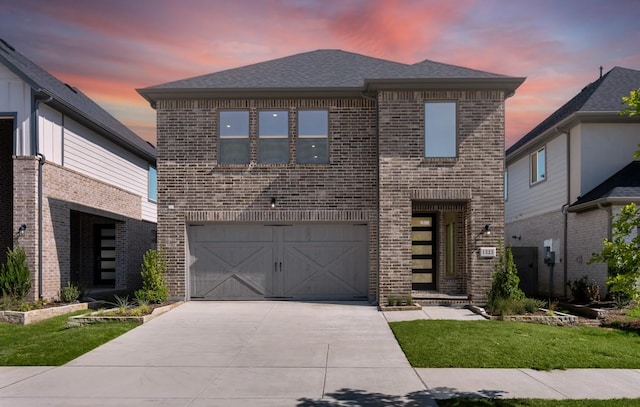 1525 Ginger Ln, Argyle, TX 76226 - view of front of home featuring driveway, a shingled roof, brick siding, and a garage