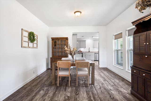 500 E Criner St, Grandview, TX 76050 - dining space with baseboards and dark wood finished floors