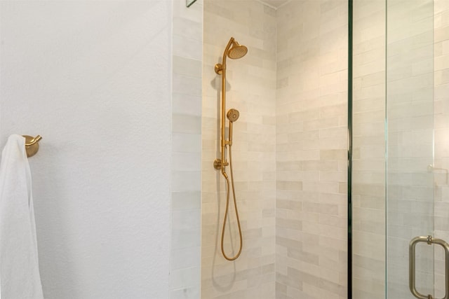 bathroom with a shower stall