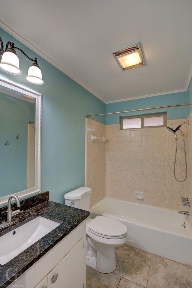5411 Sage Dr, Bossier City, LA 71112 - full bath featuring washtub / shower combination, visible vents, crown molding, and toilet