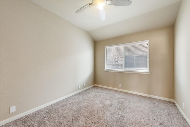 754 Brookline Dr, Lavon, TX 75166 - empty room with carpet flooring, ceiling fan, vaulted ceiling, and baseboards