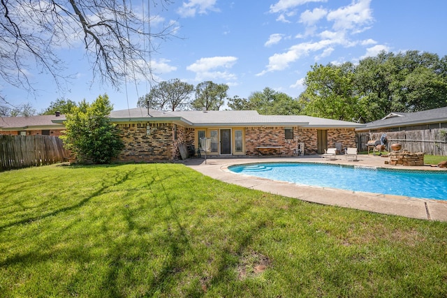 1128 Mason Dr, Hurst, TX 76053 - exterior space with a fenced in pool, a yard, a patio, and fence