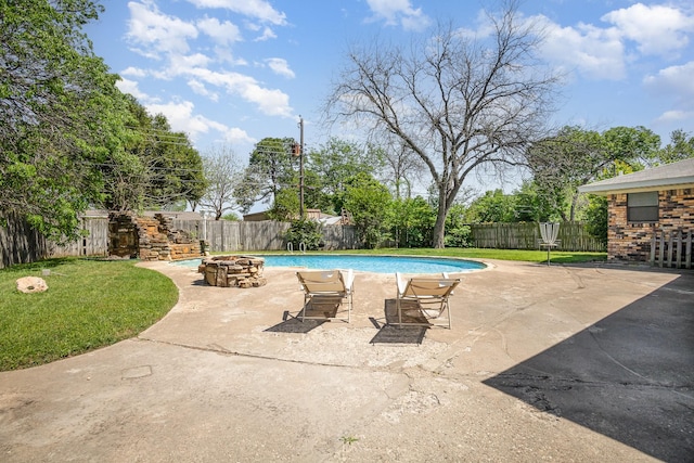 1128 Mason Dr, Hurst, TX 76053 - view of pool with a lawn, a patio area, a fenced in pool, and a fenced backyard