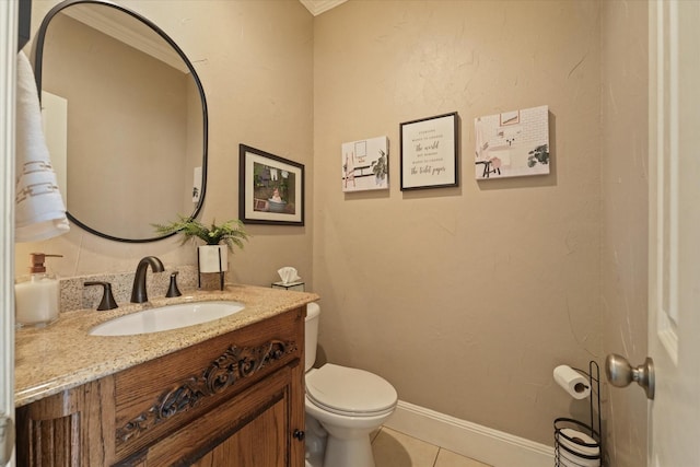 3604 Post Oak Trl, Corinth, TX 76210 - bathroom with toilet, vanity, tile patterned flooring, and baseboards