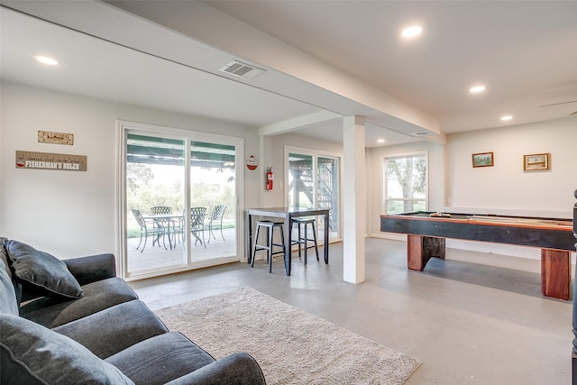 2520 Long Creek Ct, Granbury, TX 76049 - playroom with concrete flooring, visible vents, and recessed lighting
