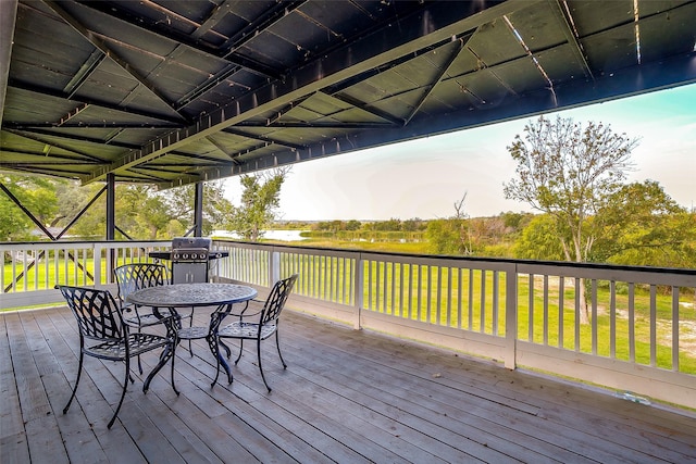 2520 Long Creek Ct, Granbury, TX 76049 - wooden terrace featuring a yard, grilling area, and outdoor dining space