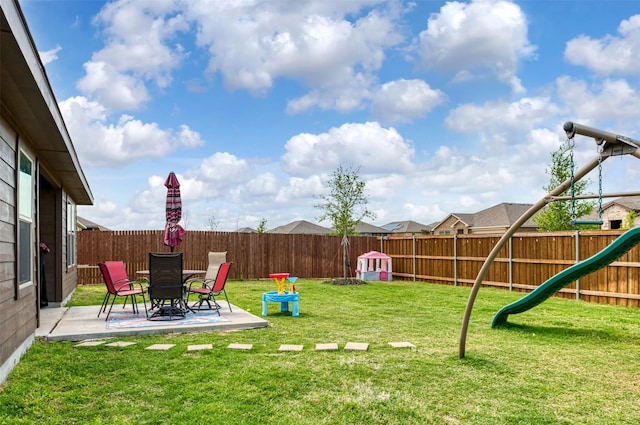 9449 Firedog Dr, Fort Worth, TX 76131 - fenced backyard with a patio and a playground