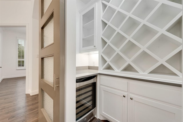 interior space with beverage cooler