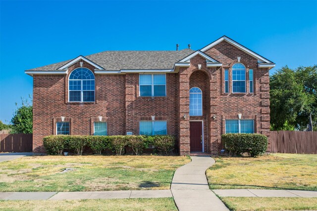1314 Kingsley Ct, Allen, TX 75013 - traditional home featuring fence, a front lawn, and brick siding