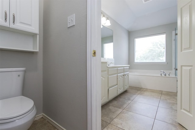 1314 Kingsley Ct, Allen, TX 75013 - full bathroom with tile patterned floors, vanity, a garden tub, and toilet