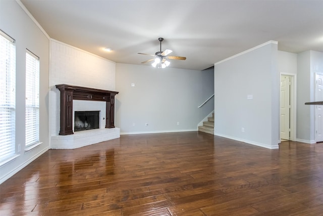 1314 Kingsley Ct, Allen, TX 75013 - unfurnished living room with stairs, a ceiling fan, and wood finished floors