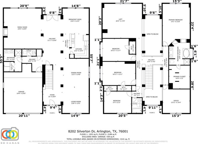 8202 Silverton Dr, Arlington, TX 76001 - floor plan