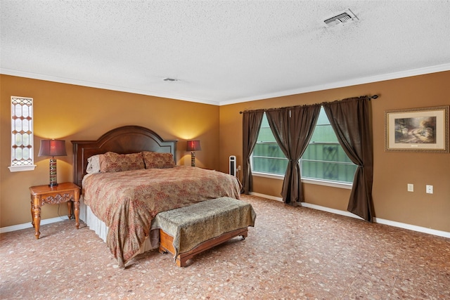 1803 Michael Ct, Arlington, TX 76010 - bedroom featuring a textured ceiling, crown molding, and baseboards
