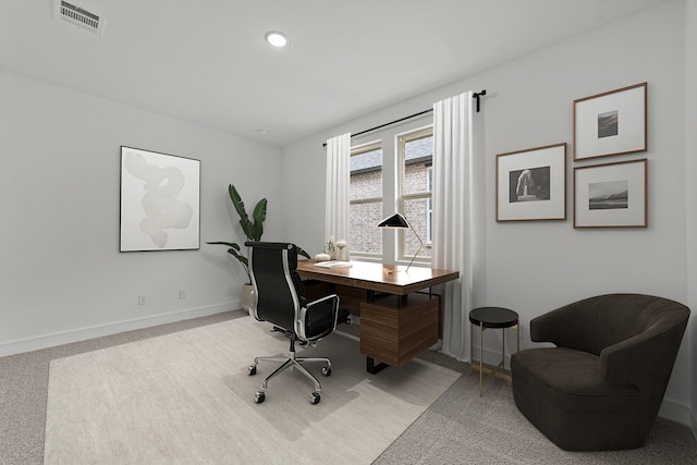 3616 Hickory St, Sherman, TX 75092 - office area featuring light carpet and recessed lighting