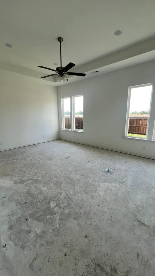 213 Pilot Dr, Caddo Mills, TX 75135 - spare room featuring unfinished concrete flooring and a ceiling fan