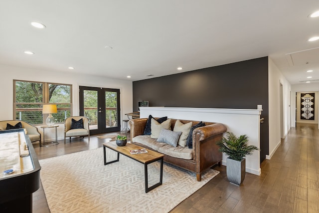 7342 Briar Rd, Azle, TX 76020 - living area with recessed lighting, attic access, and hardwood / wood-style flooring