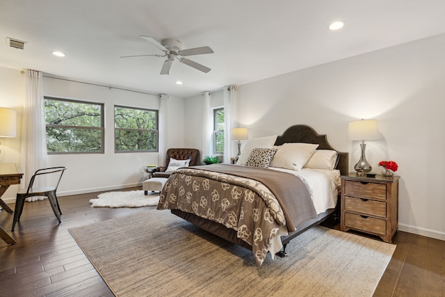 7342 Briar Rd, Azle, TX 76020 - bedroom featuring recessed lighting, visible vents, baseboards, and hardwood / wood-style floors