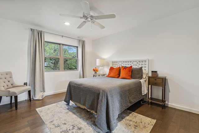7342 Briar Rd, Azle, TX 76020 - bedroom featuring recessed lighting, baseboards, a ceiling fan, and hardwood / wood-style flooring