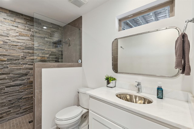7342 Briar Rd, Azle, TX 76020 - bathroom with vanity, visible vents, walk in shower, and toilet