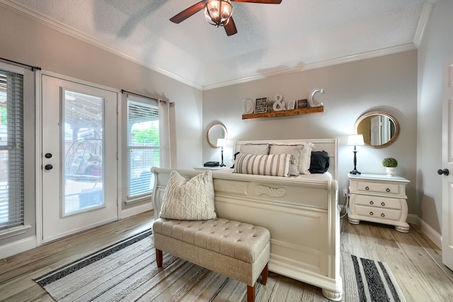 3419 Willowcreek Dr, Sunnyvale, TX 75182 - bedroom featuring light wood-style floors, ornamental molding, and access to exterior
