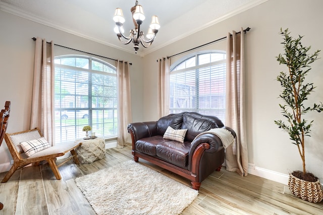 3419 Willowcreek Dr, Sunnyvale, TX 75182 - sitting room with light wood finished floors, a healthy amount of sunlight, crown molding, and a chandelier