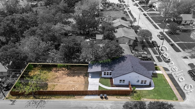 aerial view with a residential view