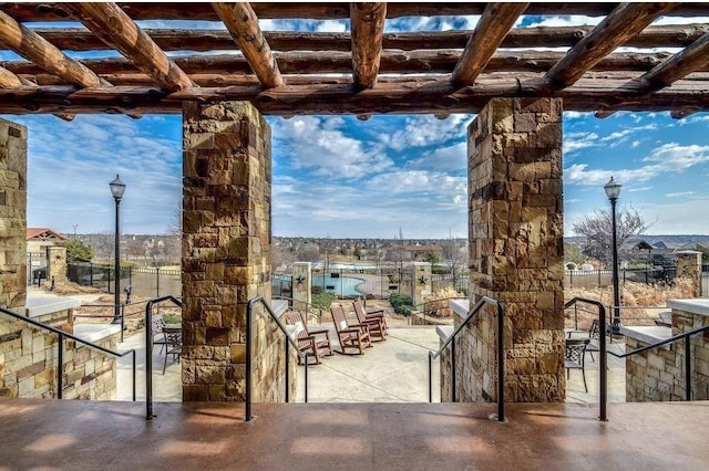 view of patio with a pergola