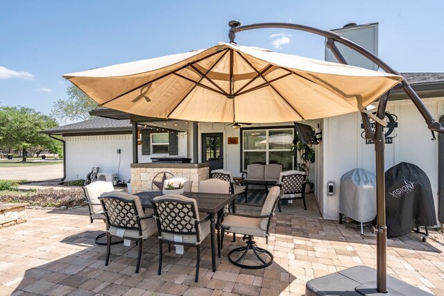view of patio featuring outdoor dining area and area for grilling