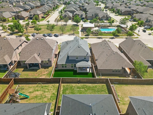 drone / aerial view with a residential view