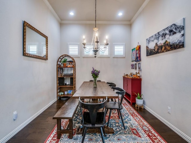 915 Enchanted Wood Dr, Arlington, TX 76005 - dining room featuring baseboards, a chandelier, and dark wood-style floors