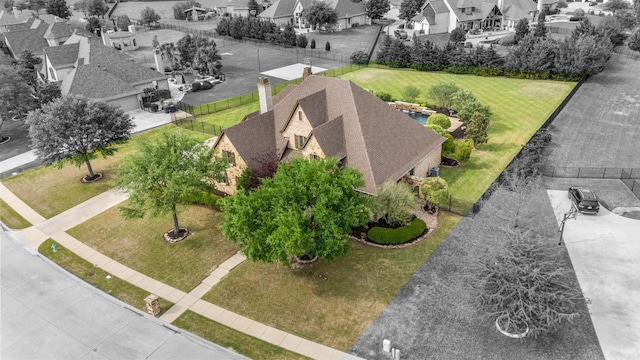 aerial view with a residential view