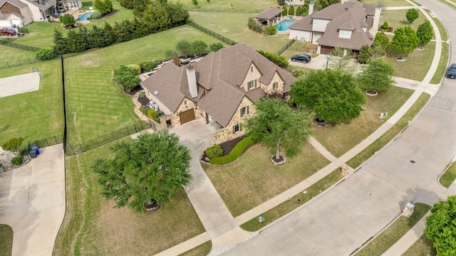 aerial view with a residential view