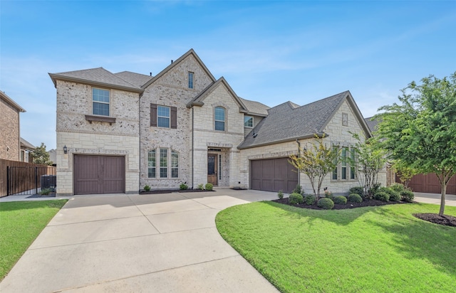 9724 Croswell St, Fort Worth, TX 76244 - french country style house with stone siding, concrete driveway, and an attached garage