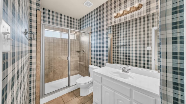 8708 Tangleridge Dr, Fort Worth, TX 76123 - full bathroom with tile patterned flooring, vanity, and a shower stall